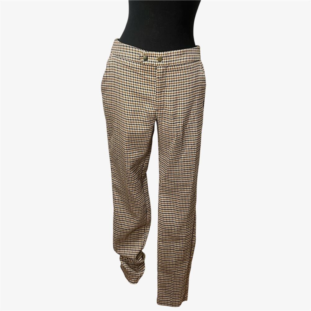 Vintage Style Sfera Houndstooth High Waisted Slim Trousers | XS